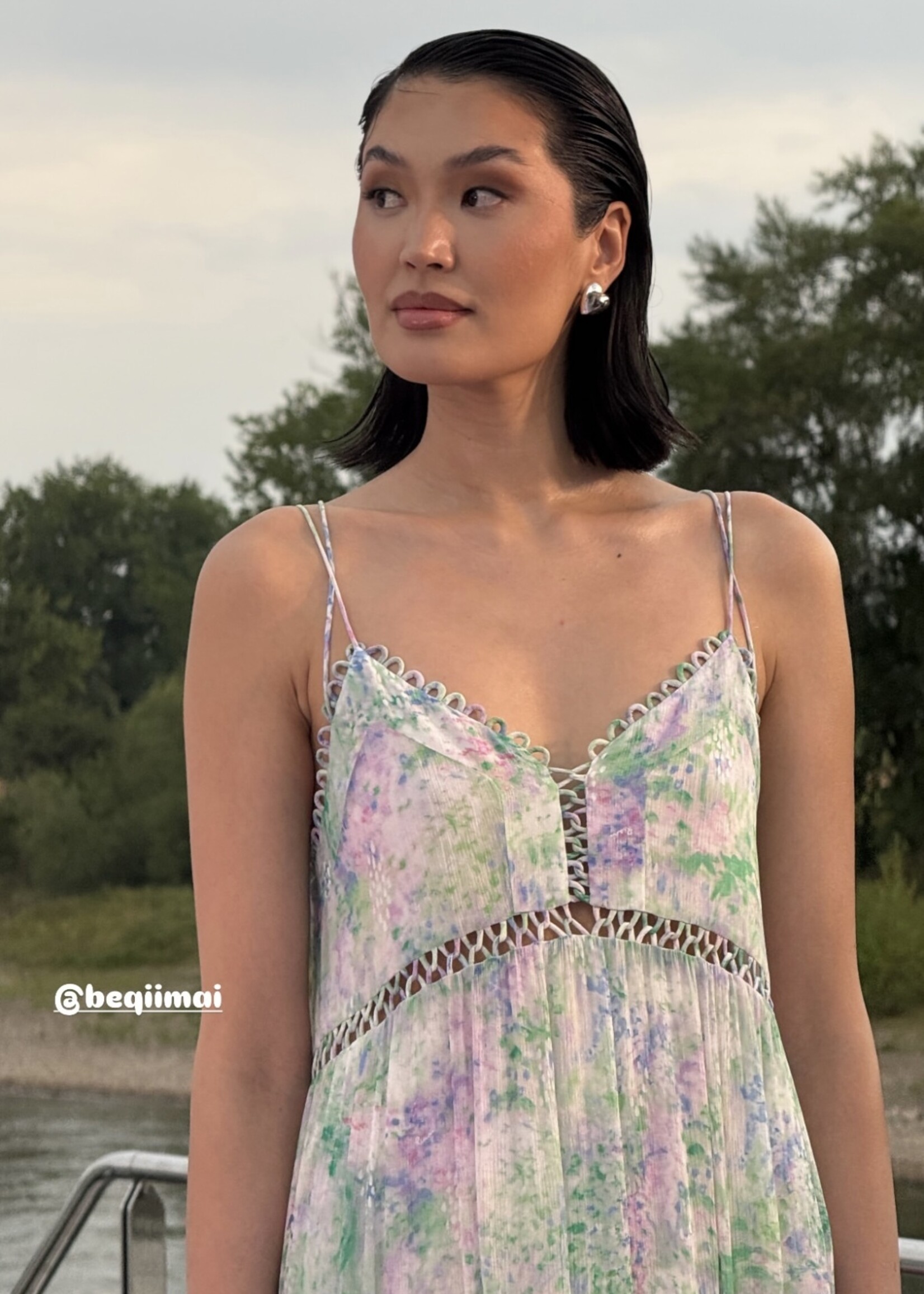 Maxi Dress With Spaghetti Straps Multicolour