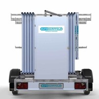 Euroscaffold Afsluitbare Steigeraanhanger + Basis Rolsteiger 135 x 190 x 8,2 meter