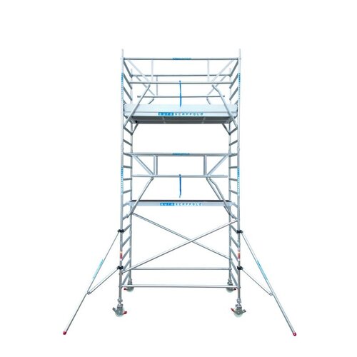 Euroscaffold NIEUW! Steigeraanhanger + rolsteiger met dubbelzijdige voorloopleuning 135x305x12,2m werkhoogte