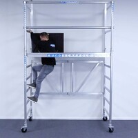 Euroscaffold Kamersteiger 90x190x4m werkhoogte + platform 30 cm + uitbreiding A