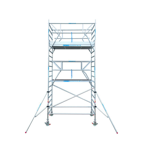 Euroscaffold Steigeraanhanger + Euro Rolsteiger Compleet 135 x 250 x 6,2m werkhoogte + enkele voorloopleuning