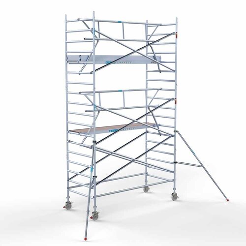 Euroscaffold Rolsteiger Professional met enkele voorloopleuning 135 x 305 x 6,2m met lichtgewicht platform