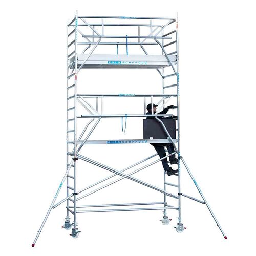Euroscaffold Rolsteiger Professional 75 x 250 x 6,2m werkhoogte incl. lichtgewicht platform + enkele voorloopleuning