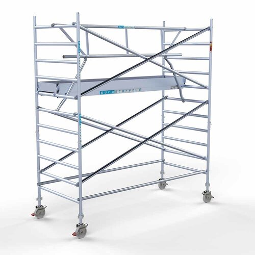 Euroscaffold Rolsteiger Professional met enkele voorloopleuning 135 x 305 x 4,2 m werkhoogte
