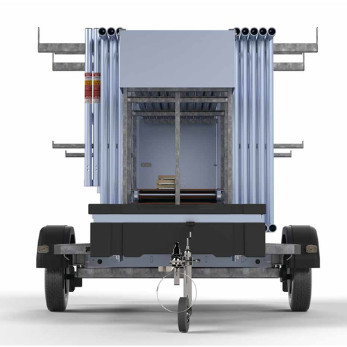 Alumexx Steigeraanhanger afsluitbaar 250 + Alumexx rolsteiger 135x250x8,2m werkhoogte