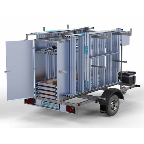 Alumexx Steigeraanhanger afsluitbaar 250 + Alumexx rolsteiger 135x250x8,2m werkhoogte