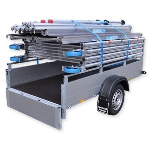 Euroscaffold Aanhanger + Rolsteiger Professional 135 x 190 x 6,2m werkhoogte + enkele voorloopleuning