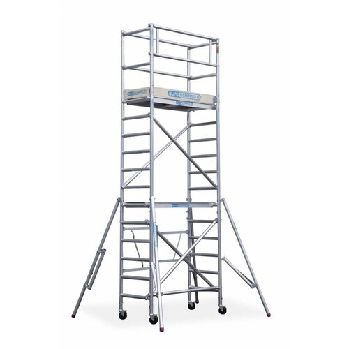 Euroscaffold Kamersteiger Compact Module 1 + 2 + 3 | werkhoogte 5,8 meter met rubber wiel met stalen spindel