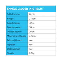 Eurostairs Eurostairs Ladder enkel recht 1 x 10 sporten Eurostairs Eurostairs Ladder enkel recht 1 x 10 sporten