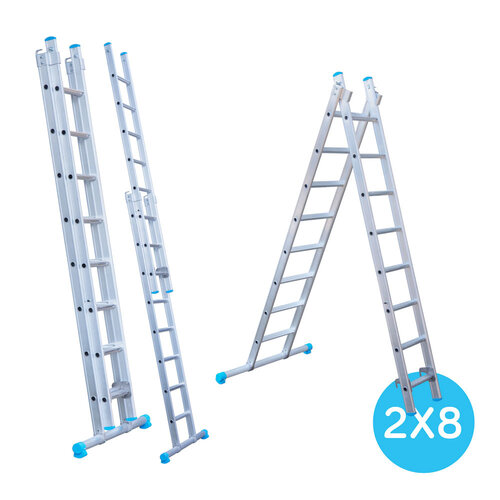Eurostairs Eurostairs Reformladder dubbel recht 2 x 8 sporten