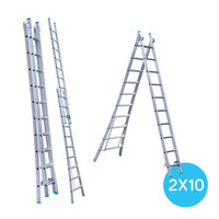 Eurostairs Eurostairs Reformladder dubbel uitgebogen 2 x 10 sporten Eurostairs Eurostairs Reformladder dubbel uitgebogen 2 x 10 sporten