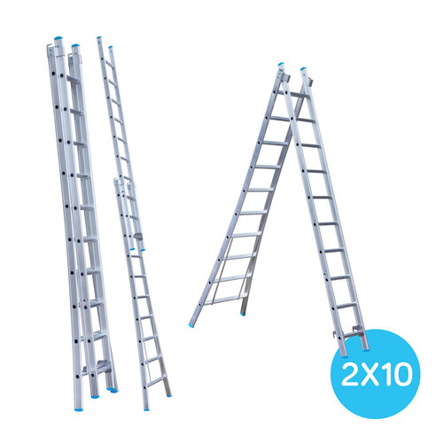 Eurostairs Eurostairs Reformladder dubbel uitgebogen 2 x 10 sporten