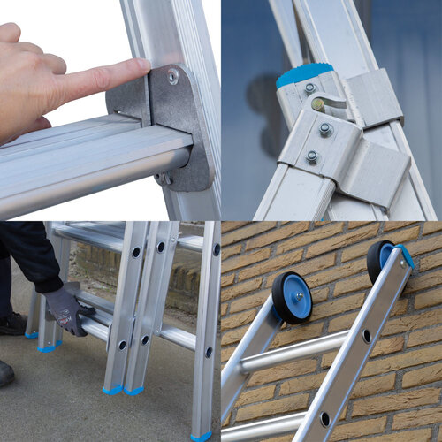 Eurostairs Eurostairs Reformladder driedelig uitgebogen 3 x 12 sporten + gevelrollen