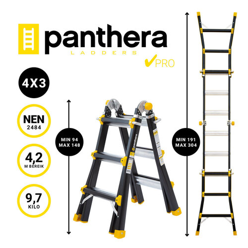 Panthera Multiladder PRO 4x3 Zwart