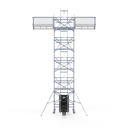 Euroscaffold Solar Rolsteiger 135x305x10,2m werkhoogte, inclusief Solar lift, Safeguard dakrandbeveiliging