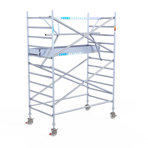 Euroscaffold Euroscaffold Euro 135x250x4,2m werkhoogte carbon vloer enkele voorloopleuning
