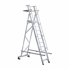 Eurostairs Professionele verrijdbare magazijntrap 10 treden Eurostairs Professionele verrijdbare magazijntrap 10 treden
