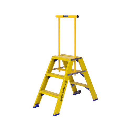 Staltor 2 x 3 tr. incl. platform glasvezelversterkte Industrietrap Type DT + wegklapbare beugel NEN2484