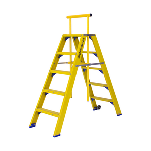2 x 5 tr. incl. platform glasvezelversterkte Industrietrap Type DT + wegklapbare beugel NEN2484