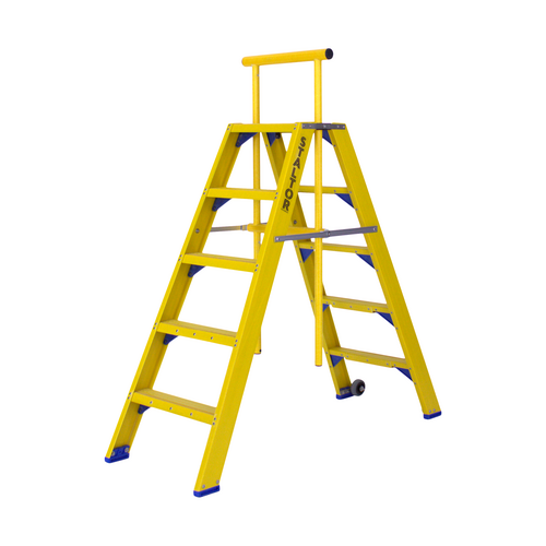 Staltor 2 x 5 tr. incl. platform glasvezelversterkte Industrietrap Type DT + wegklapbare beugel NEN2484