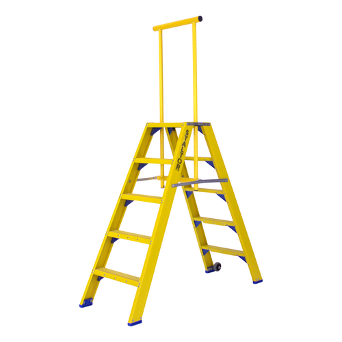Staltor 2 x 5 tr. incl. platform glasvezelversterkte Industrietrap Type DT + wegklapbare beugel NEN2484