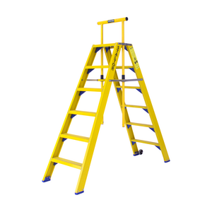 2 x 6 tr. incl. platform glasvezelversterkte Industrietrap Type DT + wegklapbare beugel NEN2484