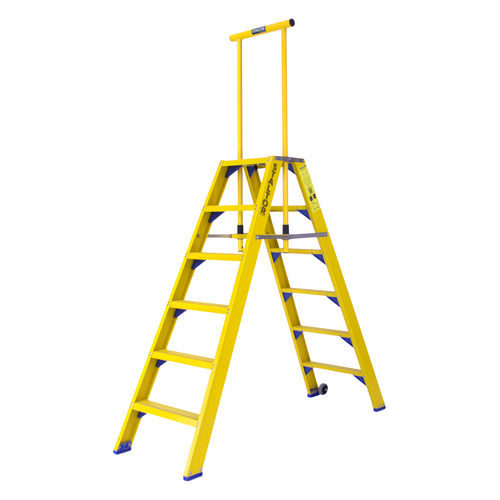 Staltor 2 x 6 tr. incl. platform glasvezelversterkte Industrietrap Type DT + wegklapbare beugel NEN2484