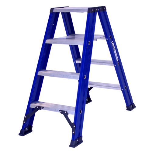 DAS products 2 x 4 incl. platform  Industriële trap dubbel Blue type Hercules