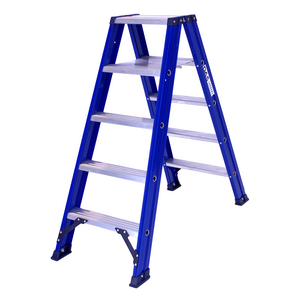 2 x 5 incl. platform Industriële trap dubbel  Blue type Hercules