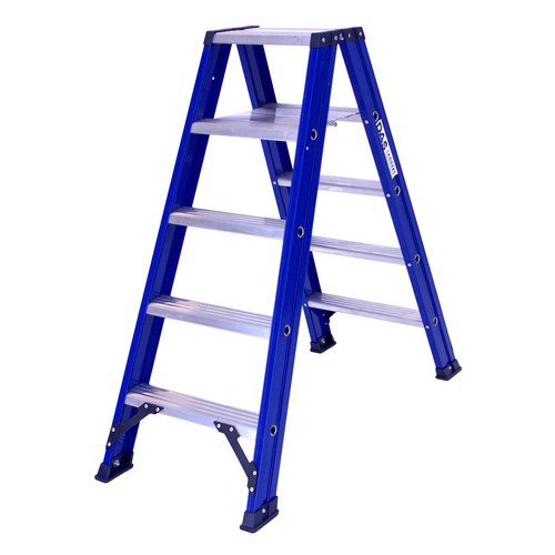DAS products 2 x 5 incl. platform Industriële trap dubbel  Blue type Hercules