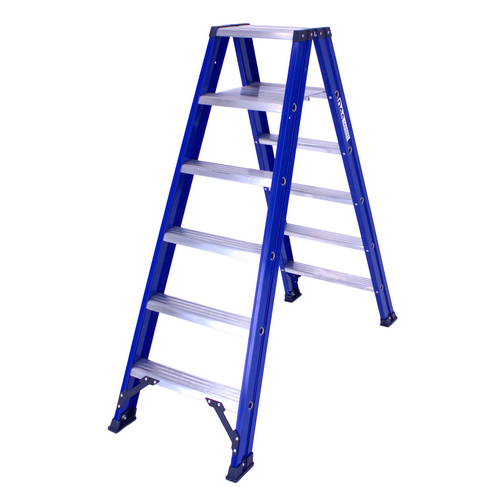 DAS products 2 x 6 incl. platform Industriële trap dubbel Blue type Hercules