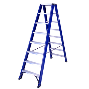 2 x 8 incl. platform Industriële trap dubbel  Blue type Hercules