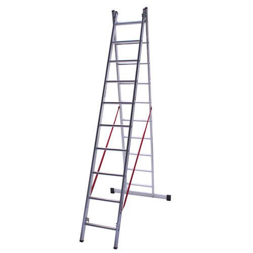 Euroline 2 x 10 sp. Euroline Industrieladder 2-delig rechte voet met balk.