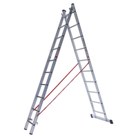 Euroline 2 x 10 sp. Euroline Industrieladder 2-delig rechte voet met balk.