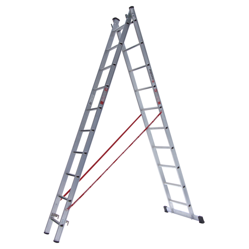 Euroline 2 x 10 sp. Euroline Industrieladder 2-delig rechte voet met balk.