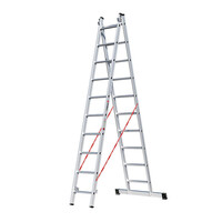 Euroline 2 x 10 sp. Euroline Industrieladder 2-delig rechte voet met balk.