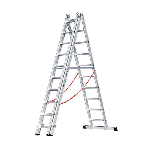 Euroline 3 x 10 sp. Euroline Industrieladder 3-delig rechte voet met balk.