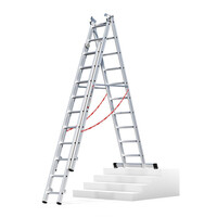 Euroline 3 x 10 sp. Euroline Industrieladder 3-delig rechte voet met balk.