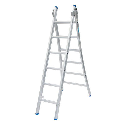 Solide 2 x 6 sp. Industrieladder 2-delig uitgebogen voet dubbelzetbaar Type C gecoat