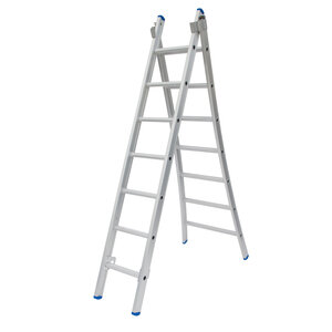 2 x 7 sp. Industrieladder 2-delig uitgebogen voet dubbelzetbaar Type C gecoat C07