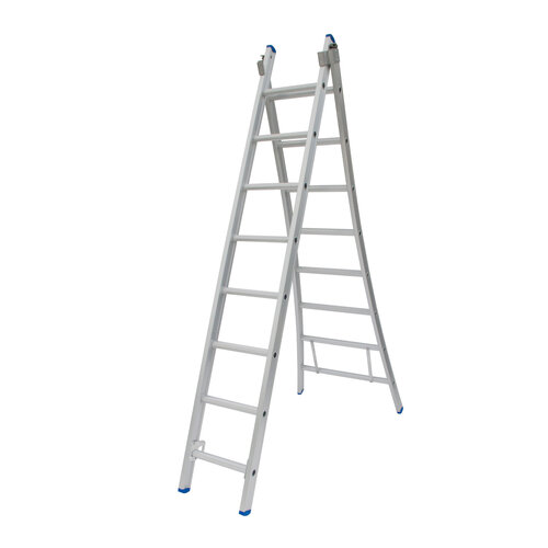Solide 2 x 8 sp. Industrieladder 2-delig uitgebogen voet dubbelzetbaar Type C gecoat C08