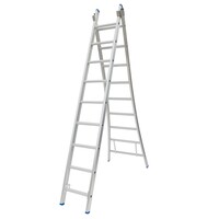 Solide 2 x 9 sp. Industrieladder 2-delig uitgebogen voet dubbelzetbaar Type C gecoat