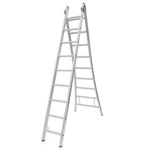 2 x 9 sp. Industrieladder 2-delig uitgebogen voet dubbelzetbaar Type C gecoat