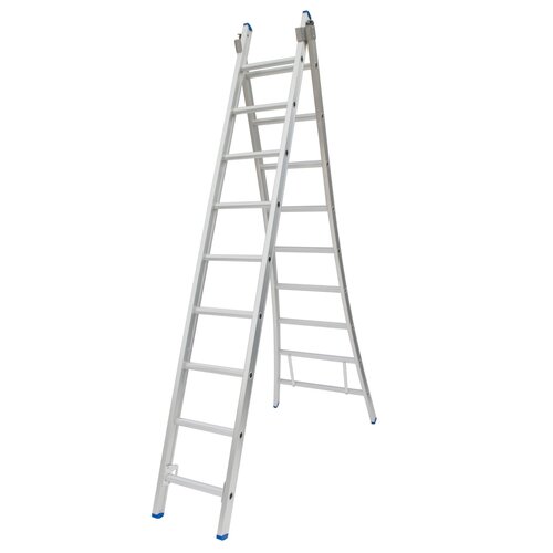 Solide 2 x 9 sp. Industrieladder 2-delig uitgebogen voet dubbelzetbaar Type C gecoat