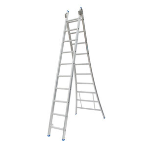 2 x 10 sp. Industrieladder 2-delig uitgebogen voet dubbelzetbaar Type C gecoat C10