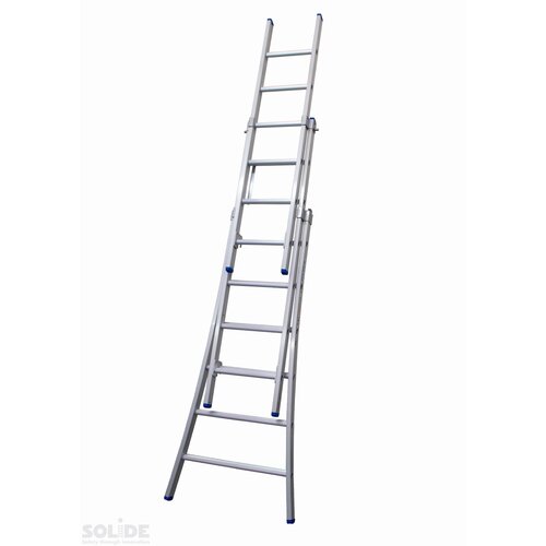 Solide 3 x 6 sp. Industrieladder 3-delig uitgebogen voet dubbelzetbaar Type D gecoat