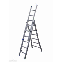 Solide 3 x 6 sp. Industrieladder 3-delig uitgebogen voet dubbelzetbaar Type D gecoat