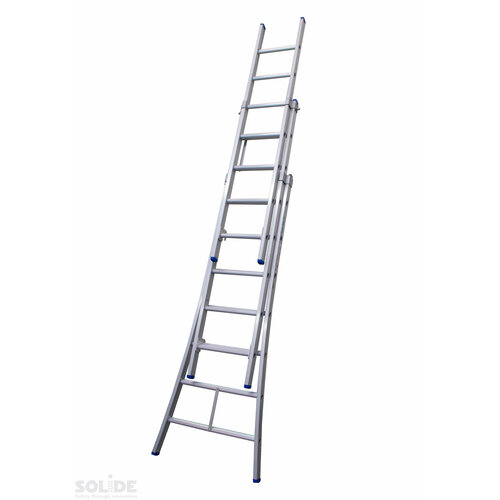 Solide 3 x 7 sp. Industrieladder 3-delig uitgebogen voet dubbelzetbaar Type D gecoat