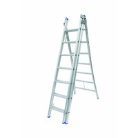 Solide 3 x 7 sp. Industrieladder 3-delig uitgebogen voet dubbelzetbaar Type D gecoat
