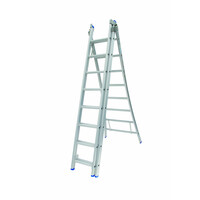 Solide 3 x 8 sp. Industrieladder 3-delig uitgebogen voet dubbelzetbaar Type D gecoat